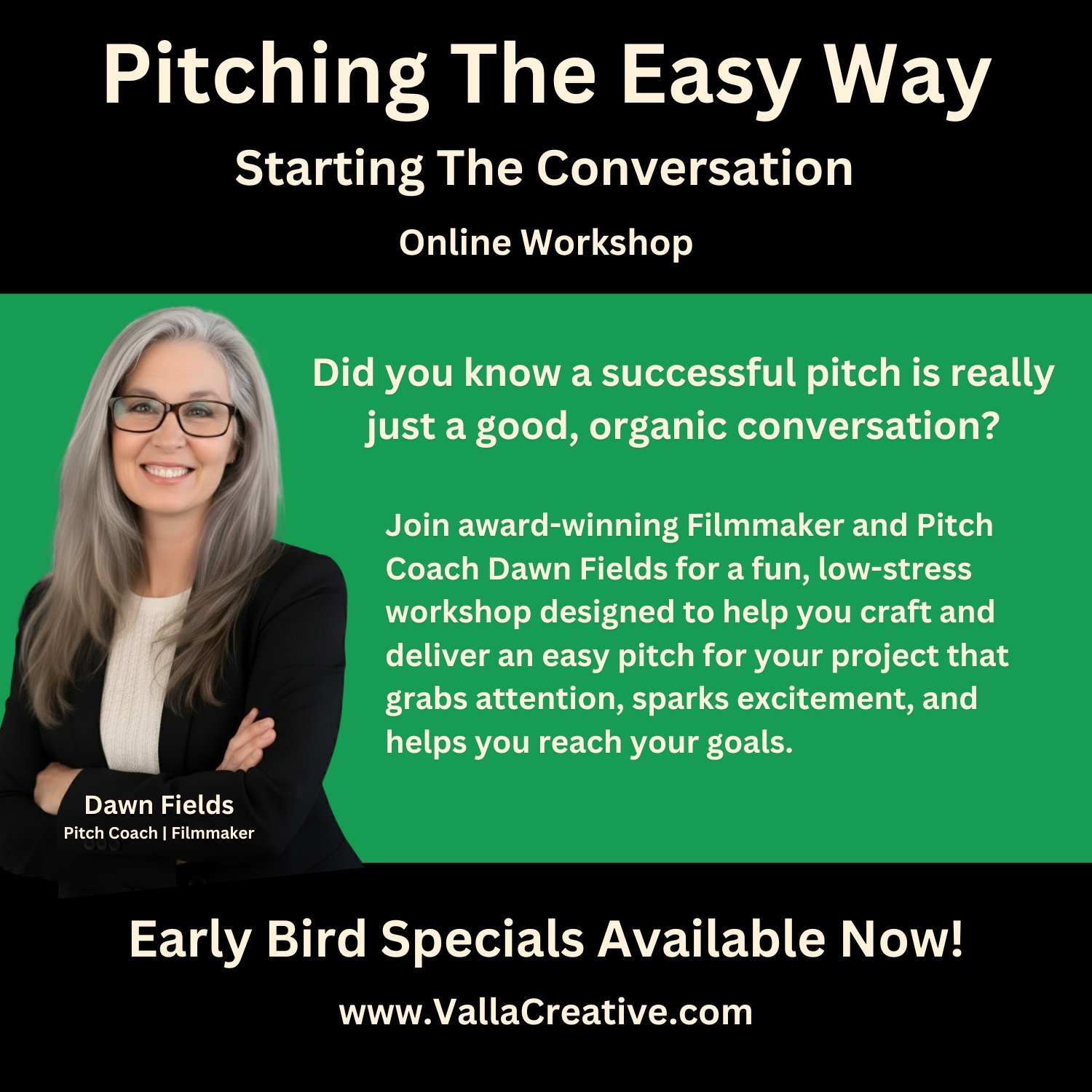 getting to the point workshop promo image with woman pointing